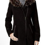 Maralyn & Me  Juniors' Faux-Fur-Trim Asymmetrical Hooded‎ Coat, Black Size Small Photo 0