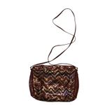Whiting & Davis Vintage  Purse Plum Metallic Leather Chevron Crossbody Bag Photo 2