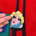 Vintage Berek Sweater Goldilocks 3 Bears Wearable Art Red Wool Hand Knit Size L Photo 3