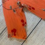 Ana & Rose Linen Embroidered Blouse Womens Size M Floral Boho Button Up Hippie Orange Size M Photo 1