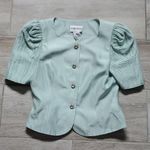 Vintage Joan Leslie Short Puff Sleeve Skirt Suit Set Green Size 8 Photo 4