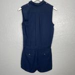 ATM Anthony Thomas Melillo Women XS Navy Blue Romper Shorts Sleeveless Collared Photo 5