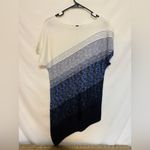 St. John  Womens Asymmetrical Neck‎ Short Sleeves Sweater Blue Shirt Size P Photo 6