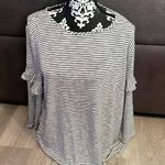 Van Heusen White with Black Stripes Top Size Large Photo 0