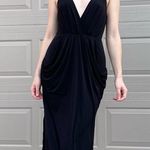 BCBGeneration BCBG Black Draped Plunge Midi Cocktail Dress XS Photo 2