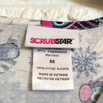 Scrubstar  winter wonderland owl squirrel raccoon scrub top women's size M scrubs Photo 3