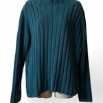 Eddie Bauer Vintage Teal Blue Chunky Ribbed Mock Neck Sweater Photo 0