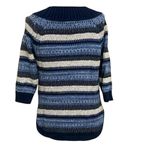 Westport Blue & Navy Striped Knit Sweater with Button Shoulder Detail – 3/4 Sleeve Photo 5