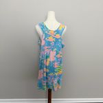 Vintage Babydoll Dress Coverup Fish Tropical Ocean Print Lounge Travel Blue Pink Size M Photo 7
