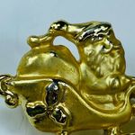 AJC Christmas Santa Sleigh Reindeer Seasons Greetings Pin Brooch Gold Tone Photo 7