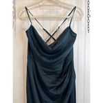 Lulus NWOT  Moments of Beauty Dark Teal Satin Cowl Neck Tulip Maxi Dress Size L Photo 6