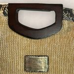 Nicole Miller  Straw Wood Handle Snap Closure Clutch Photo 2