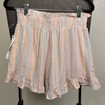 Vanilla Star Jeans Striped Ruffle Hem Women's Shorts Photo 0