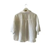 ZARA White Linen Blend Crop Button Up Shirt Boxy Minimalist Bohemian SZ L #1675 Photo 6