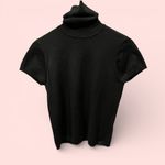 Cute vintage 90s soft fuzzy black short sleeve turtleneck sweater whimsigoth lux Size M Photo 3