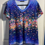 Cozy Casual COZY Floral Short Sleeved V Neck Top, XL Photo 0