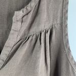 Allen Allen  Sz S Linen Sheath Shirt Dress Brown Sleeveless Split V-neck Women’s Photo 3