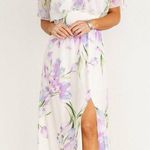 Baltic Born Daphne Ivory & Purple Floral Off Shoulder Maxi Dress Photo 0
