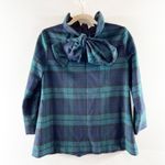 Tuckernuck  Blackwatch Faye Plaid Wool Blend 3/4 Sleeve Blouse Green XS Photo 4