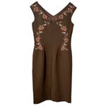 Maggy London Women's Floral V-Neck Sleeveless Zip Mini Dress Brown Size 6 Photo 7