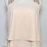 Forever 21 Light Peach Layered Tank Top Sequin Strap Chiffon Double Tier Medium Photo 0