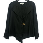 Christopher Calvin Asymmetrical Linen Cardigan Jacket Size Medium Long Lagenlook Black Photo 0