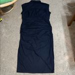 Anthropologie By  Cap Sleeve V-Neck Button Front Ruched Slim Midi Dress Black 1X Photo 6