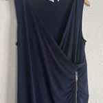 Chico's Chico’s Knit Kit Solid Zip Dress Navy Blue Size 2 Slimming Ruched Zipper Party Photo 0