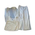 R & M Richards Cream Pantsuit with embroidered tank sheer jacket and pants Photo 0