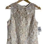 Shoshanna  Ivory Gold Sleeveless Floral Lace Midi Cocktail Dress Size 10 Photo 2