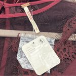 Free People Marlie Lace Mini Dress Velvet Sheer Garnet Bell Sleeve Small NEW Photo 6