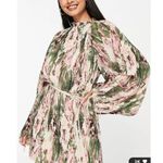 ASOS DESIGN Plisse Blouson Sleeve Romantic Floral Print Open Back Mini Dress 8 Photo 2
