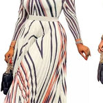 Women’s Long Sleeve Printed Casual Maxi Dress with Pleated Skirt Size M Size M Photo 0