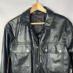 Pull & Bear  Black Faux Leather Shirt Snap Button Jacket S Photo 2