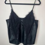 Olivaceous Leather & Lace Tank Top Camisole Spaghetti Straps Faux Leather Sexy L Photo 0