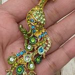 Unsigned Green Rhinestones Peacock Brooch Photo 1