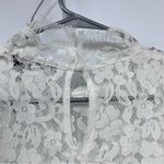 Elegant Ivory White Floral Lace overlay Dress size s high neck bell sleeves boho Photo 6