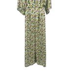Anthropologie NEW Maisie Satin Abstract Floral Print Wide Leg Jumpsuit V-Neck Dolman Sleeve Photo 4