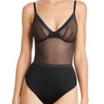 Jason Wu  Womens Black Adjustable Snap Gusset Thong Back Intimates Bodysuit S NWT Photo 0