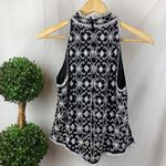 Adrianna Papell Black & White Beaded Sleeveless Top M Photo 1