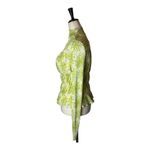Rebecca Taylor Shirt Women Small Green Ivory Floral Mock Neck Quilted Look Top Photo 6