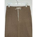 Co & Eddy Linen mix midi khaki skirt front tie side slits size 10 Tan Size M Photo 3