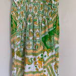 Vintage | Cotton Scarf Midi Dress Orange Green Print Farm Rio Small Photo 7