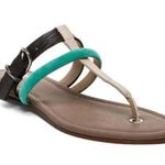 joe's jeans JOE’S JEANS | Marchele Sandals Flip Flop Black Beige Teal Turquoise | Size 8 Photo 0