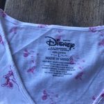 Disney Womens Tee Size Large Minnie Mouse Glitter V-Neck White Pink Top Shirt Photo 1