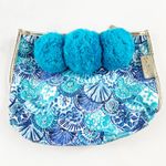 Lilly Pulitzer Oasis Pom Pom Seashell Printed Bag Clutch Turquoise Blue Photo 1