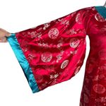 Vintage 90s Storybook Heirlooms Kimono Small Red Satin Dragon Long Sleeves Photo 3