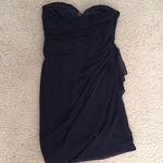 Minuet Navy Strapless Grecian Layered Dress Blue Photo 2