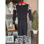 Yigal Azrouel Floral Embroidery Ribbed Knit Midi Dress Black Womens Size Small Photo 7