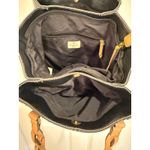 st. john's bay  Black Faux Leather‎ Braided Handle Shoulder Bag Tote Purse Photo 3